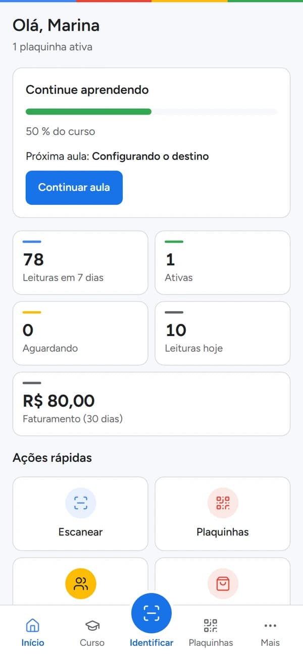 Tela Início do app TAP