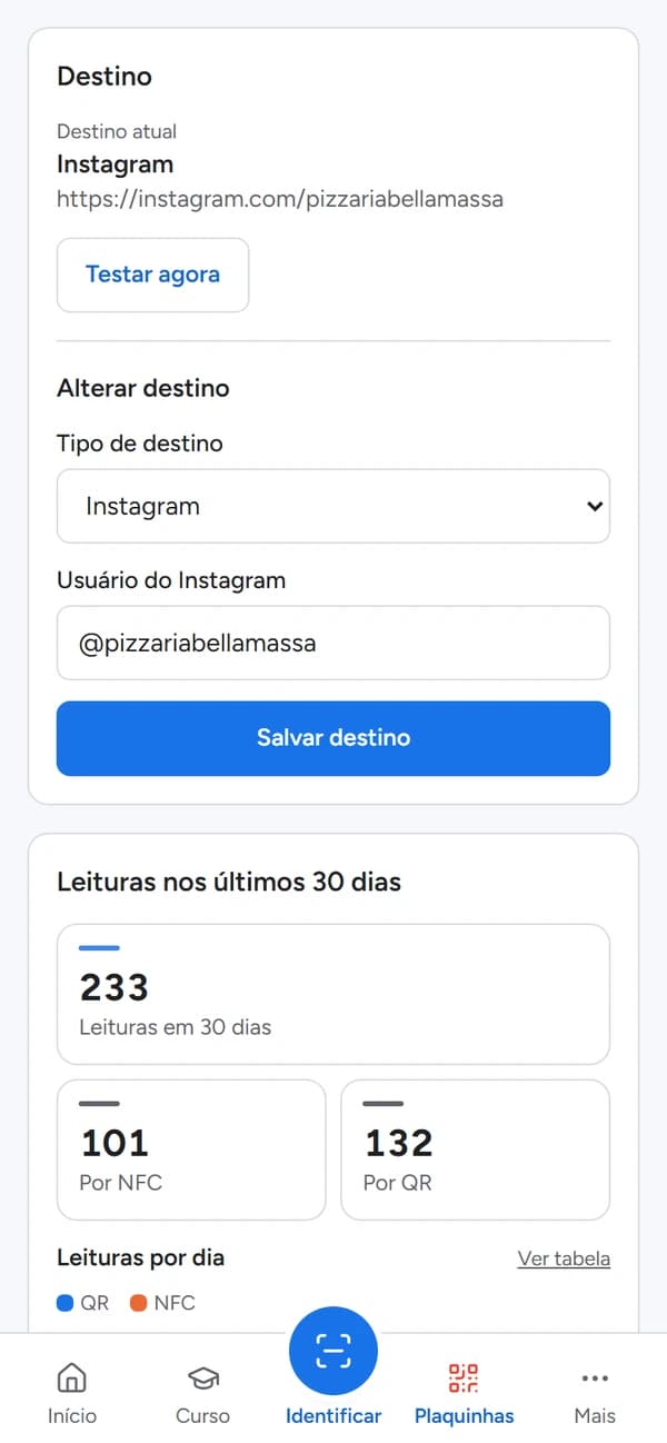 Tela Plaquinhas do app TAP